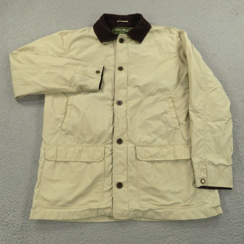Eddie Bauer Jacket Mens XL Khaki Tan Chore Barn Hunting Lined Corduroy Coat Tall